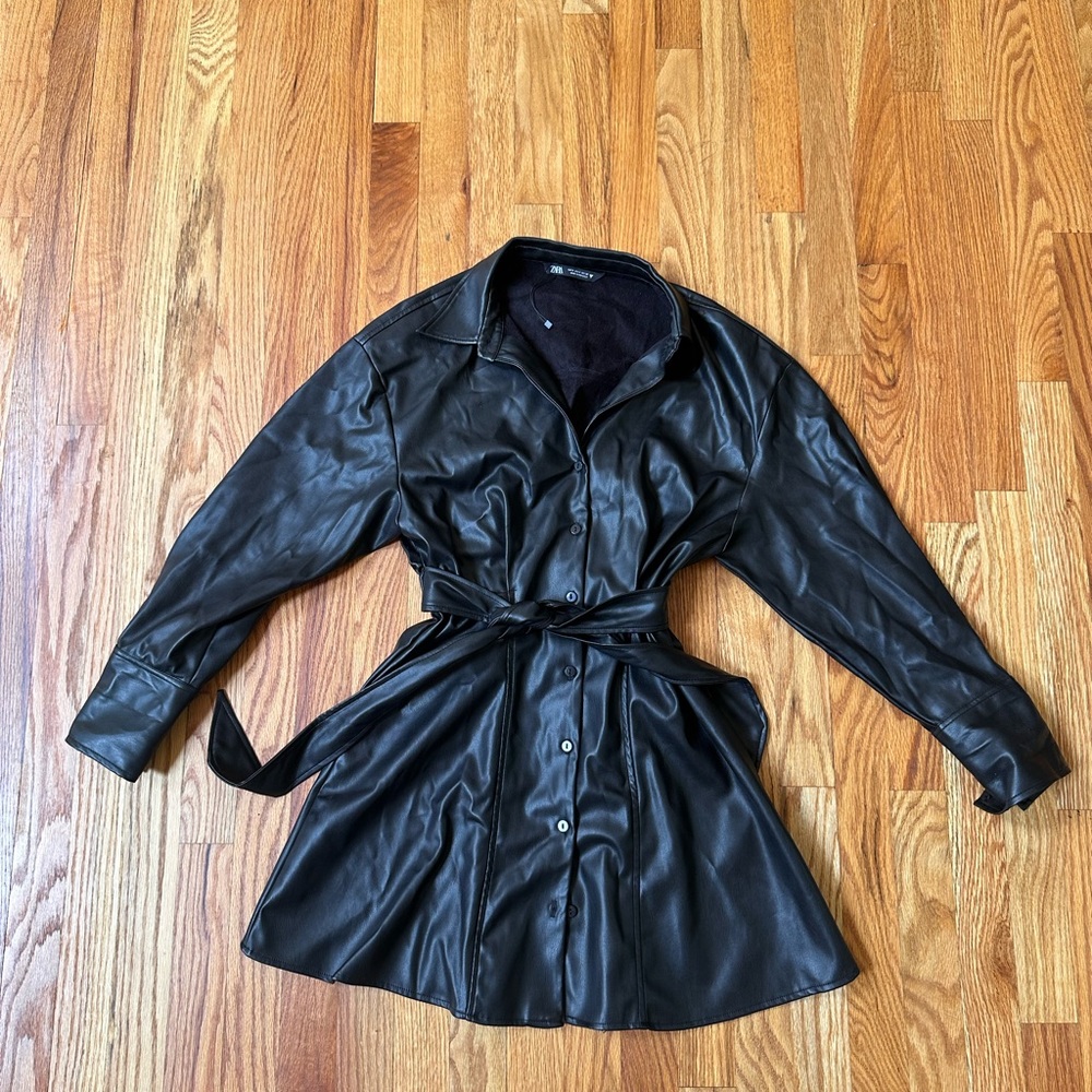 Zara - Faux Leather Dress - Black